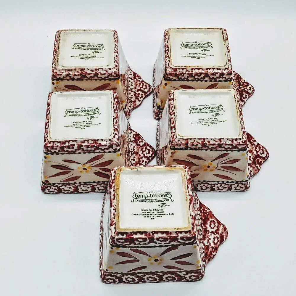 Temptations Old World Red EZ Hold Square Ramekins